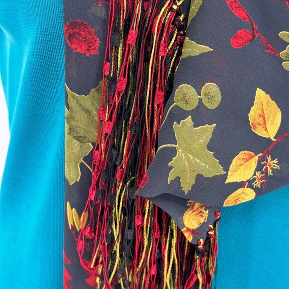 Julienne Collezione Floral Scarf wrap fashion  Fringe blue Pattern - Picture 9 of 9